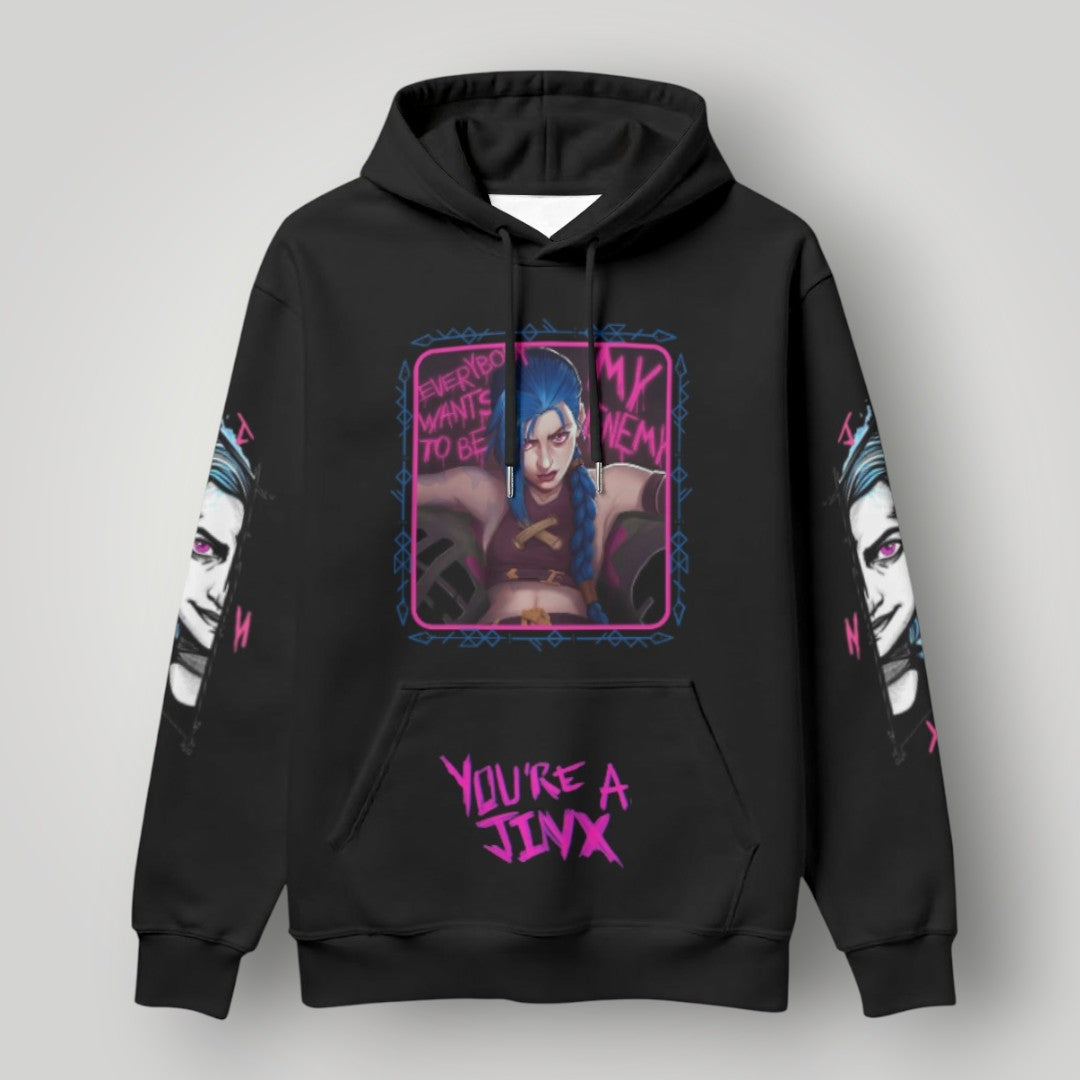 Arcane Jinx inspired neon gamer hoodie

Jinx Arcane anime cyberpunk hoodie

League of Legends Jinx fan hoodie black

Neon anime streetwear gamer sweatshirt