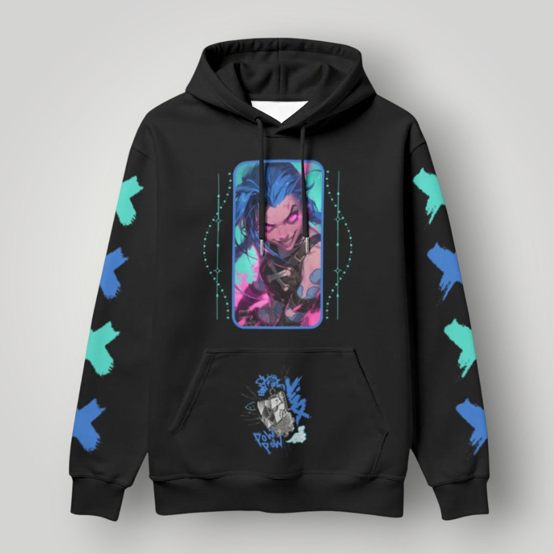 Arcane Jinx inspired neon gamer hoodie

Jinx Arcane anime cyberpunk hoodie

League of Legends Jinx fan hoodie black

Neon anime streetwear gamer sweatshirt