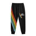 Black sweatpants with colorful stripes and 'Arc Raiders' logo on a white background