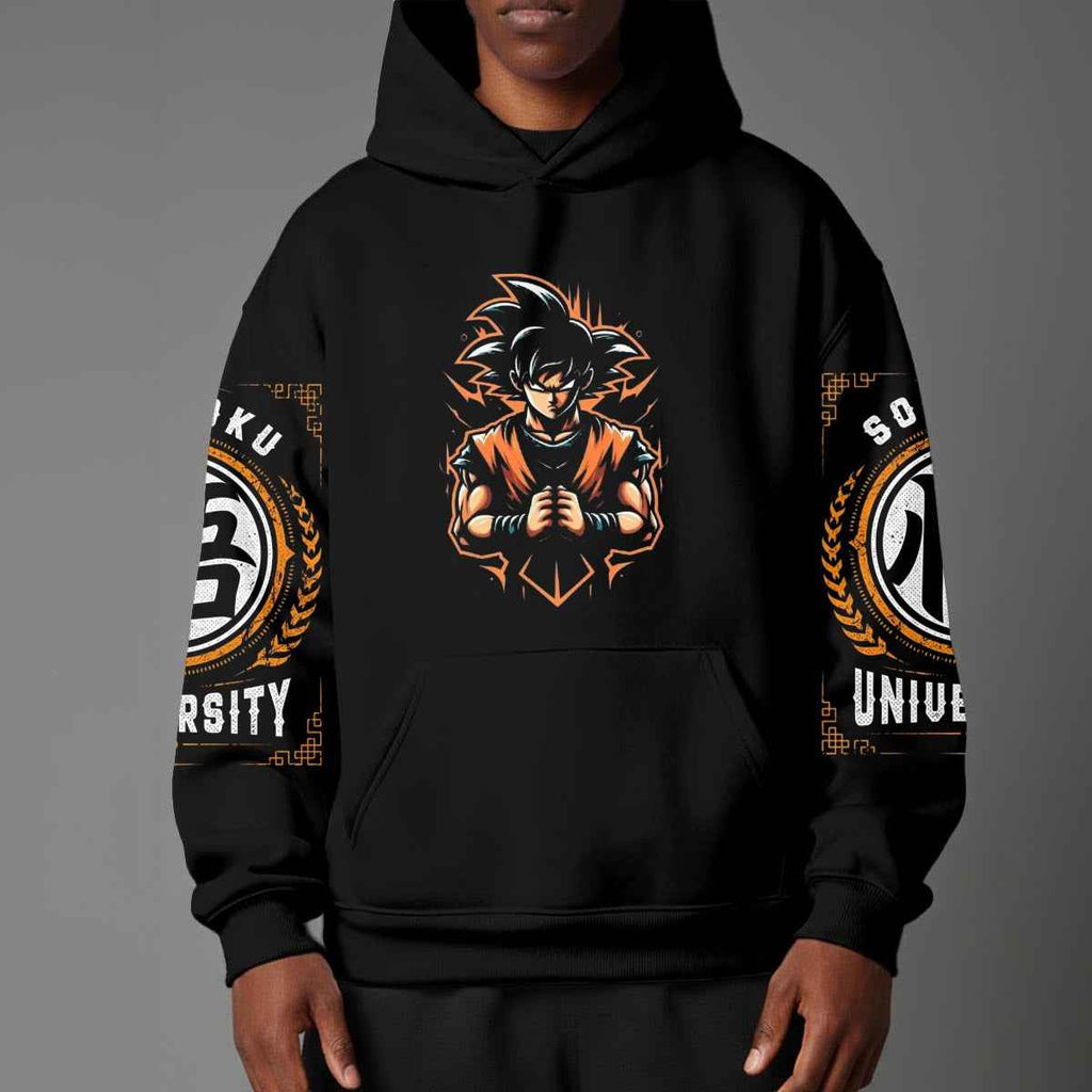 Dragon Ball Z Vintage 1984 Style Hoodie | Black Goku Silhouette Pullover