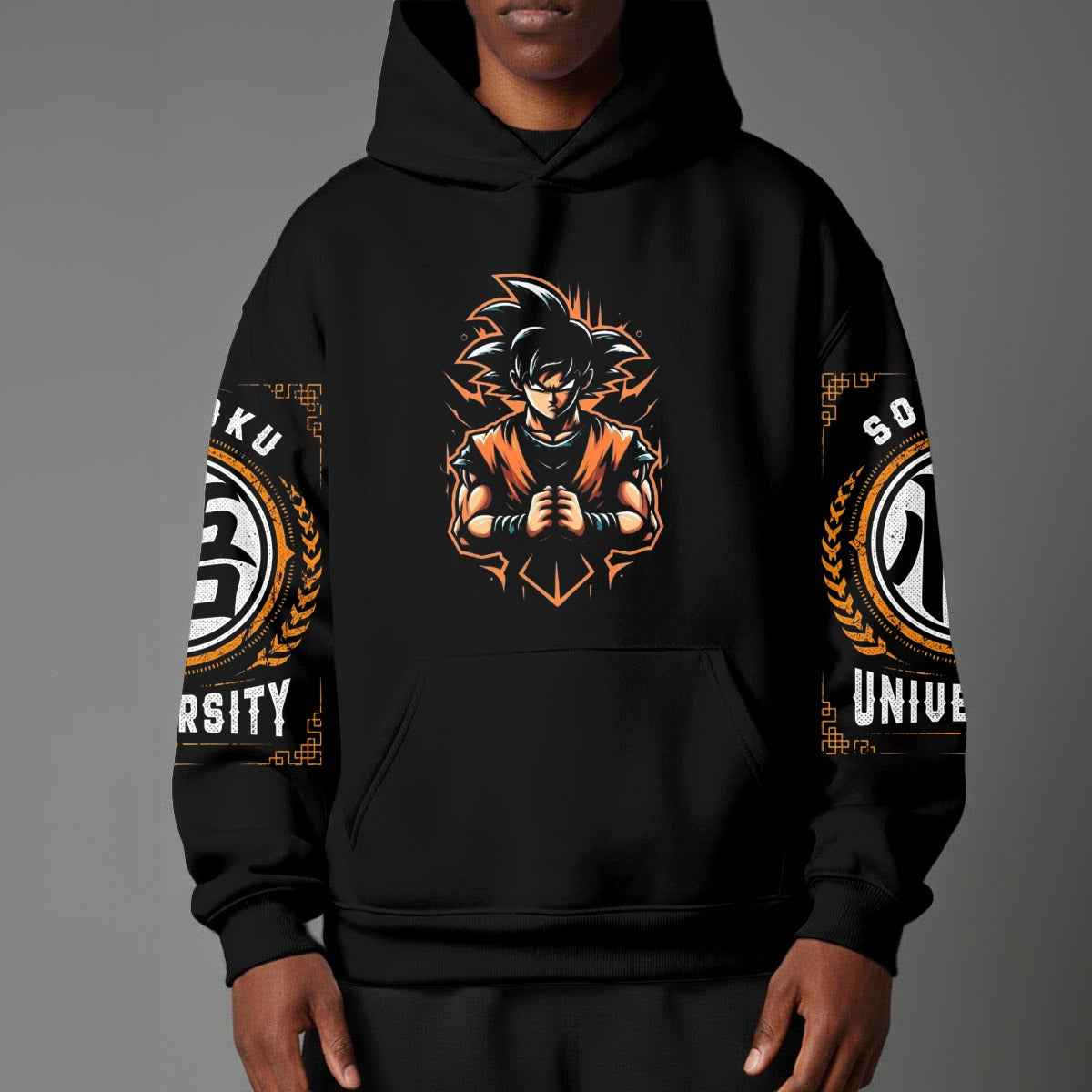 Dragon Ball Z Vintage 1984 Style Hoodie | Black Goku Silhouette Pullover