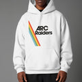 White hoodie with 'ARC Raiders' logo on a gray background