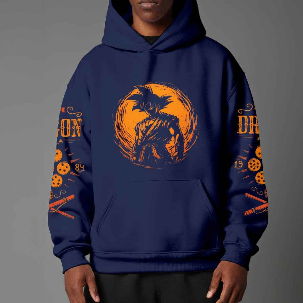 Dragon Ball Z Vintage 1984 Style Hoodie | Black Goku Silhouette Pullover