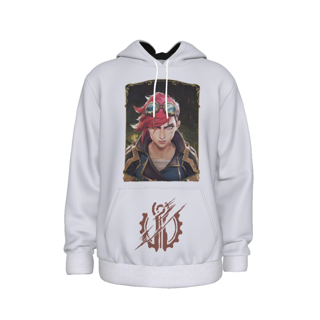 Arcane Vi inspired gamer hoodie front view

League of Legends Vi fan hoodie black

Anime streetwear Vi cosplay hoodie

Arcane style cyberpunk gamer sweatshirt