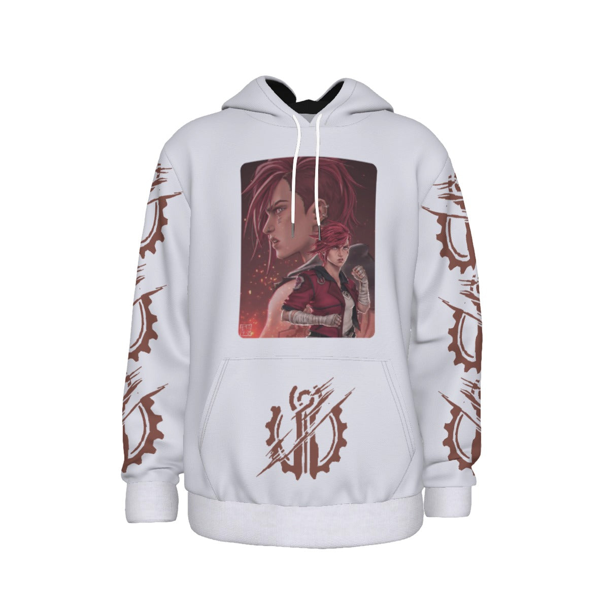 Arcane Vi inspired gamer hoodie front view

League of Legends Vi fan hoodie black

Anime streetwear Vi cosplay hoodie

Arcane style cyberpunk gamer sweatshirt