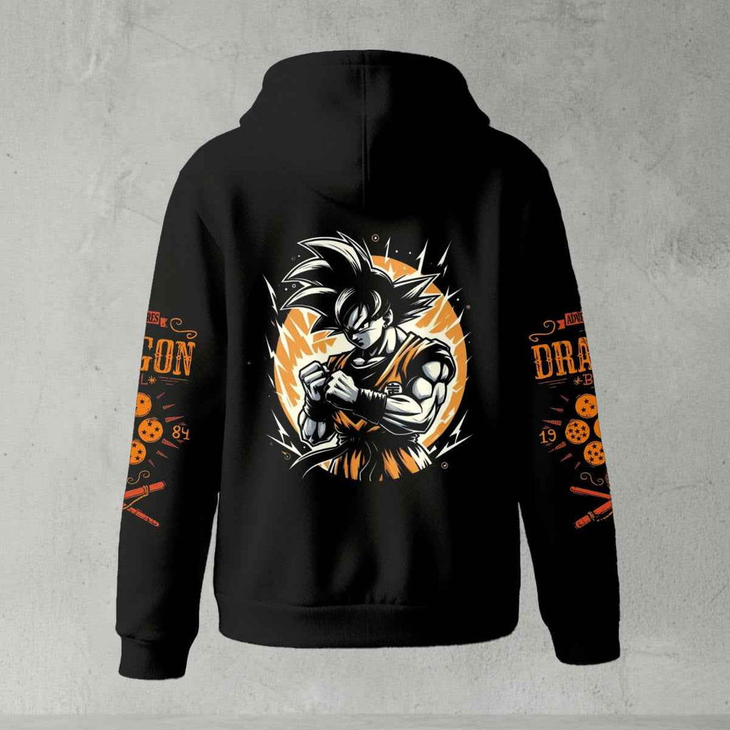 Dragon Ball Z Goku "Go" Kanji Symbol Zip-Up Hoodie | Black Anime Streetwear