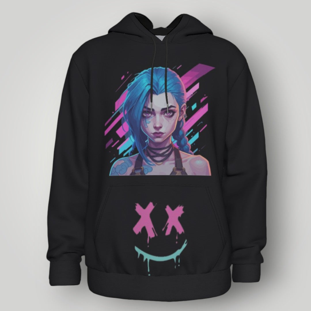Arcane Jinx inspired neon gamer hoodie

Jinx Arcane anime cyberpunk hoodie

League of Legends Jinx fan hoodie black

Neon anime streetwear gamer sweatshirt