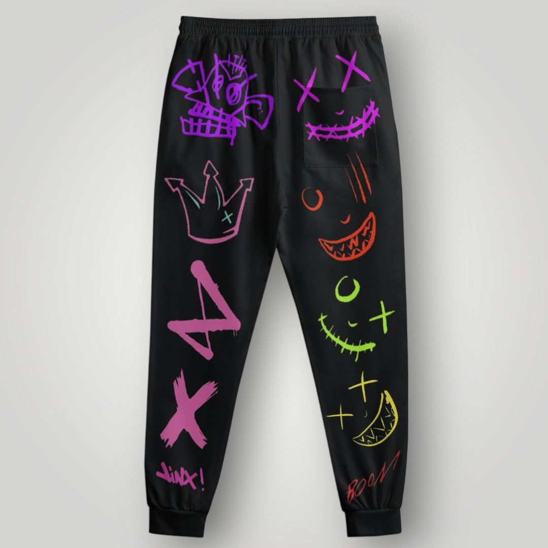 Arcane Jinx inspired jogger pants

Jinx Arcane neon gamer sweatpants

League of Legends Jinx fan joggers

Anime cyberpunk lounge pants