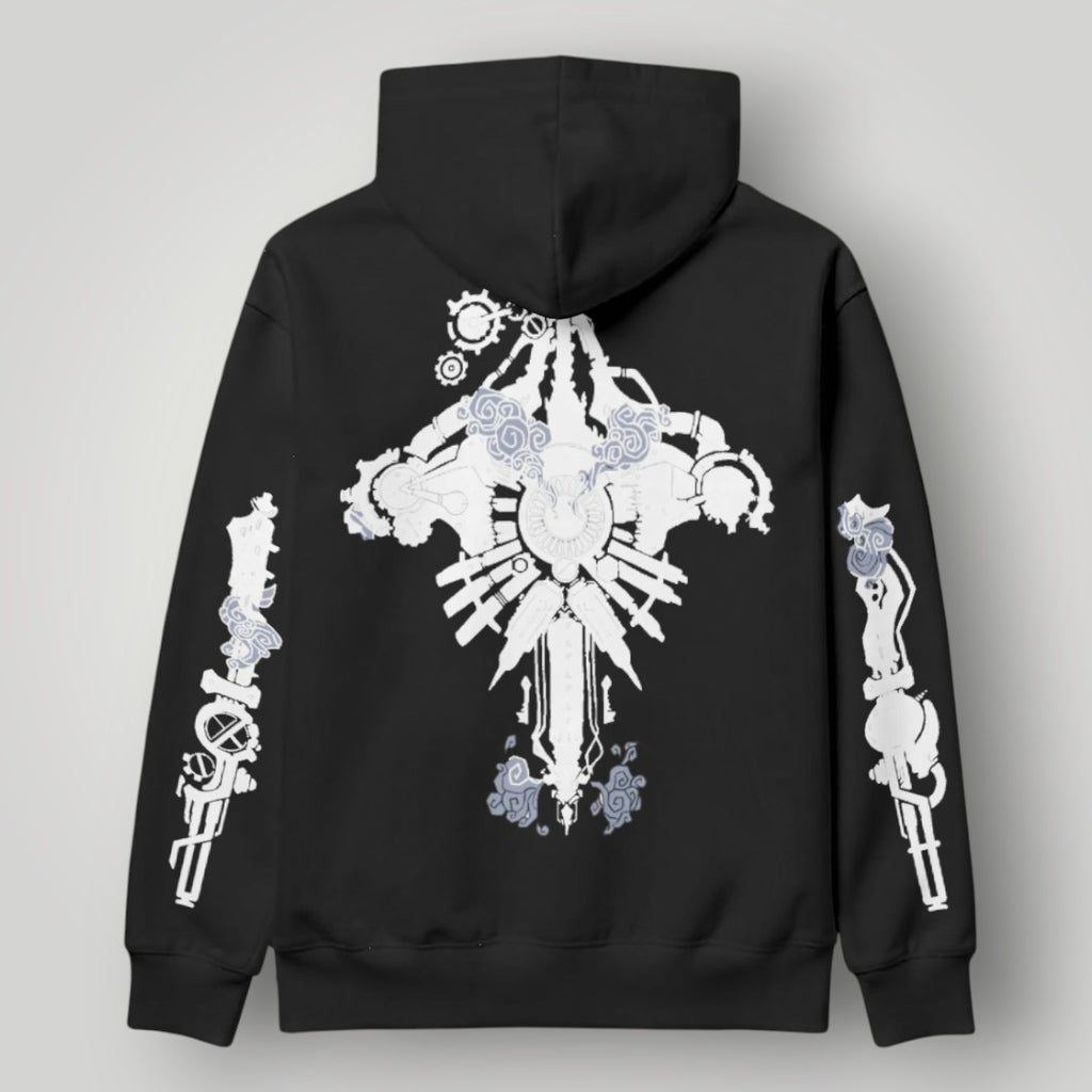 Arcane Vi inspired gamer hoodie front view

League of Legends Vi fan hoodie black

Anime streetwear Vi cosplay hoodie

Arcane style cyberpunk gamer sweatshirt