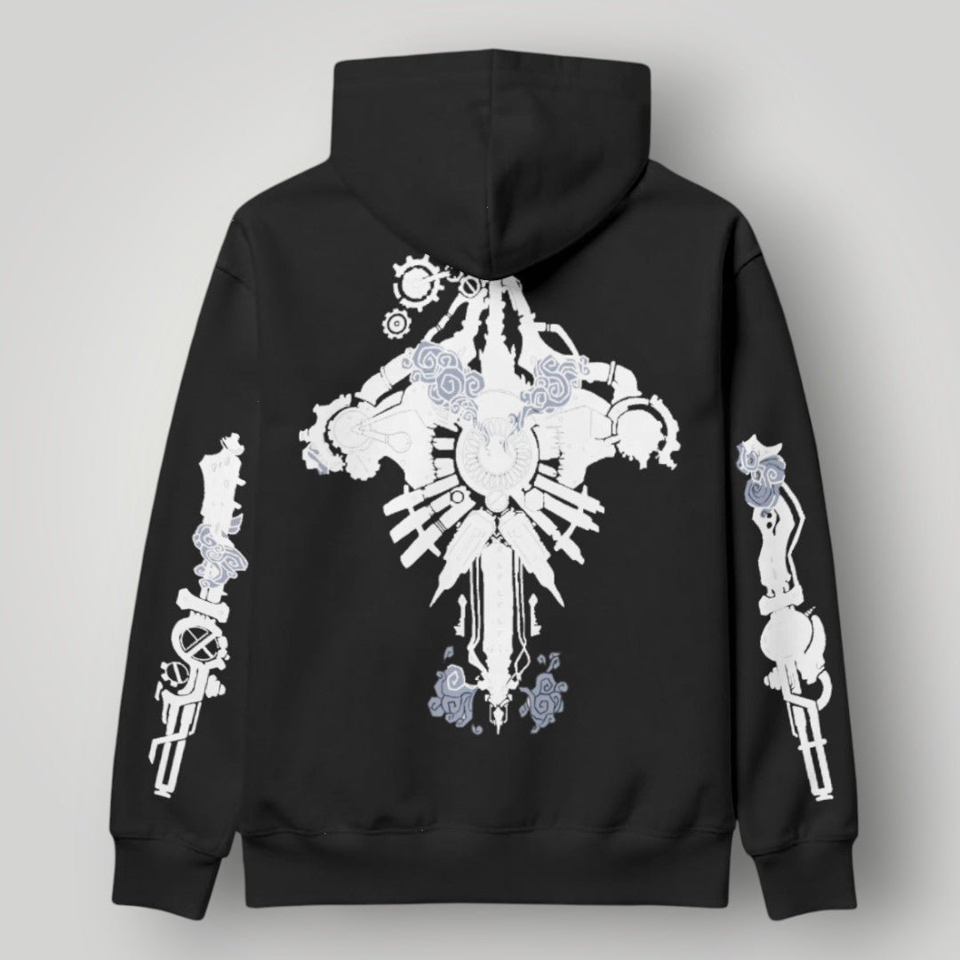 Arcane Vi inspired gamer hoodie front view

League of Legends Vi fan hoodie black

Anime streetwear Vi cosplay hoodie

Arcane style cyberpunk gamer sweatshirt