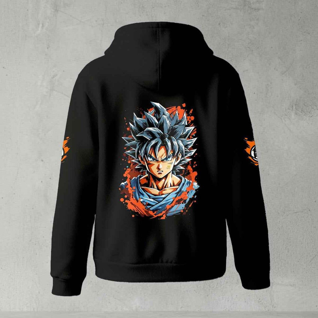 Dragon Ball Z Goku "Go" Kanji Symbol Zip-Up Hoodie | Black Anime Streetwear
