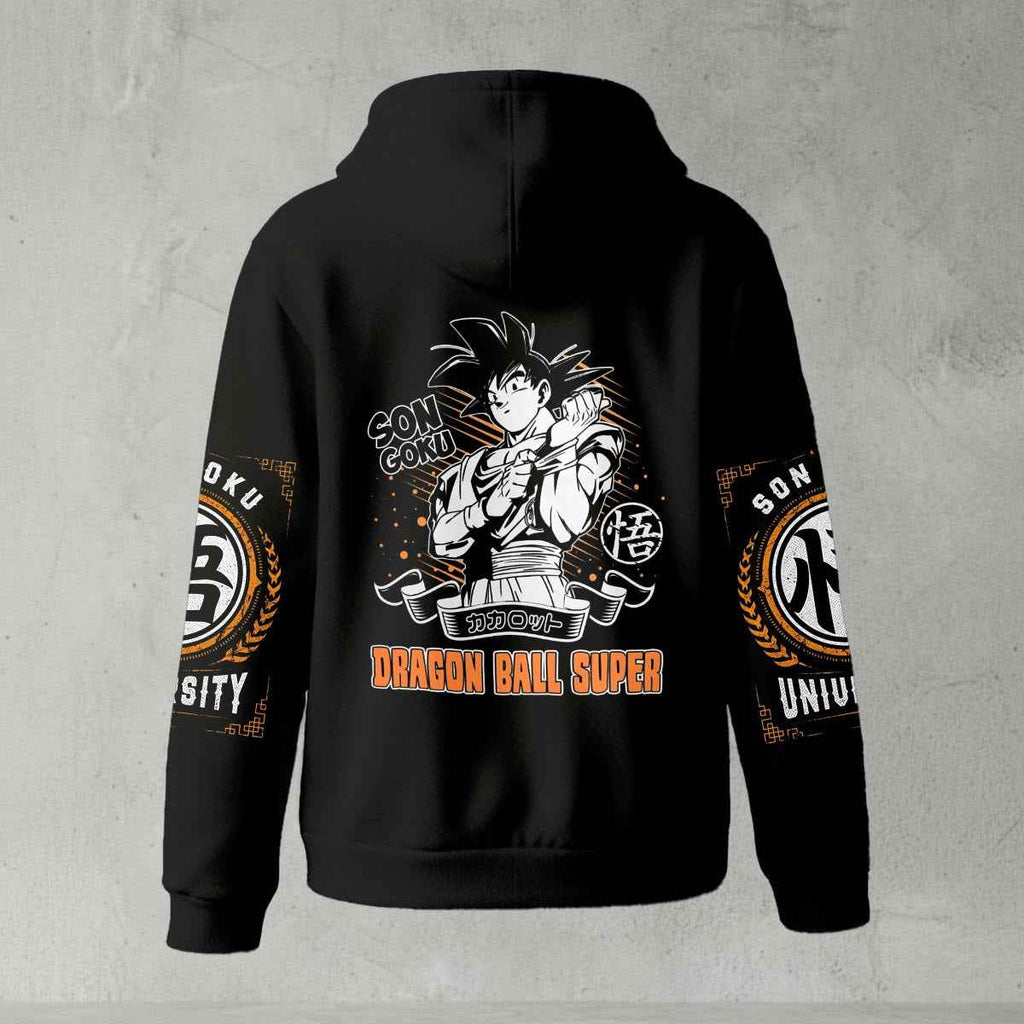 Dragon Ball Z Goku "Go" Kanji Symbol Zip-Up Hoodie | Black Anime Streetwear