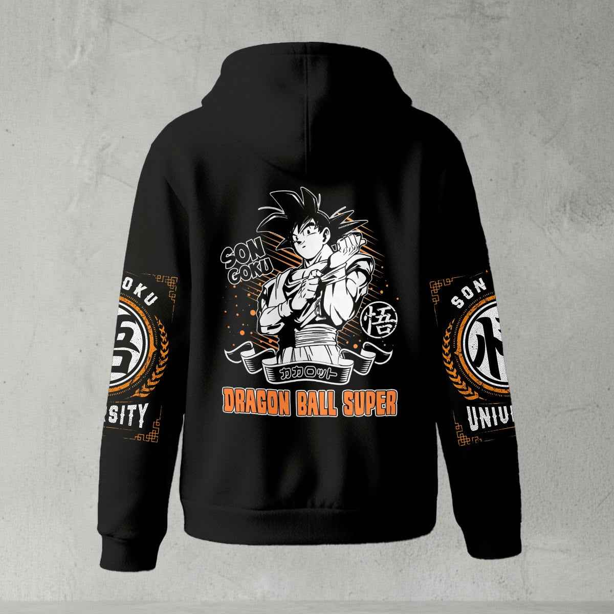 Dragon Ball Z Goku "Go" Kanji Symbol Zip-Up Hoodie | Black Anime Streetwear