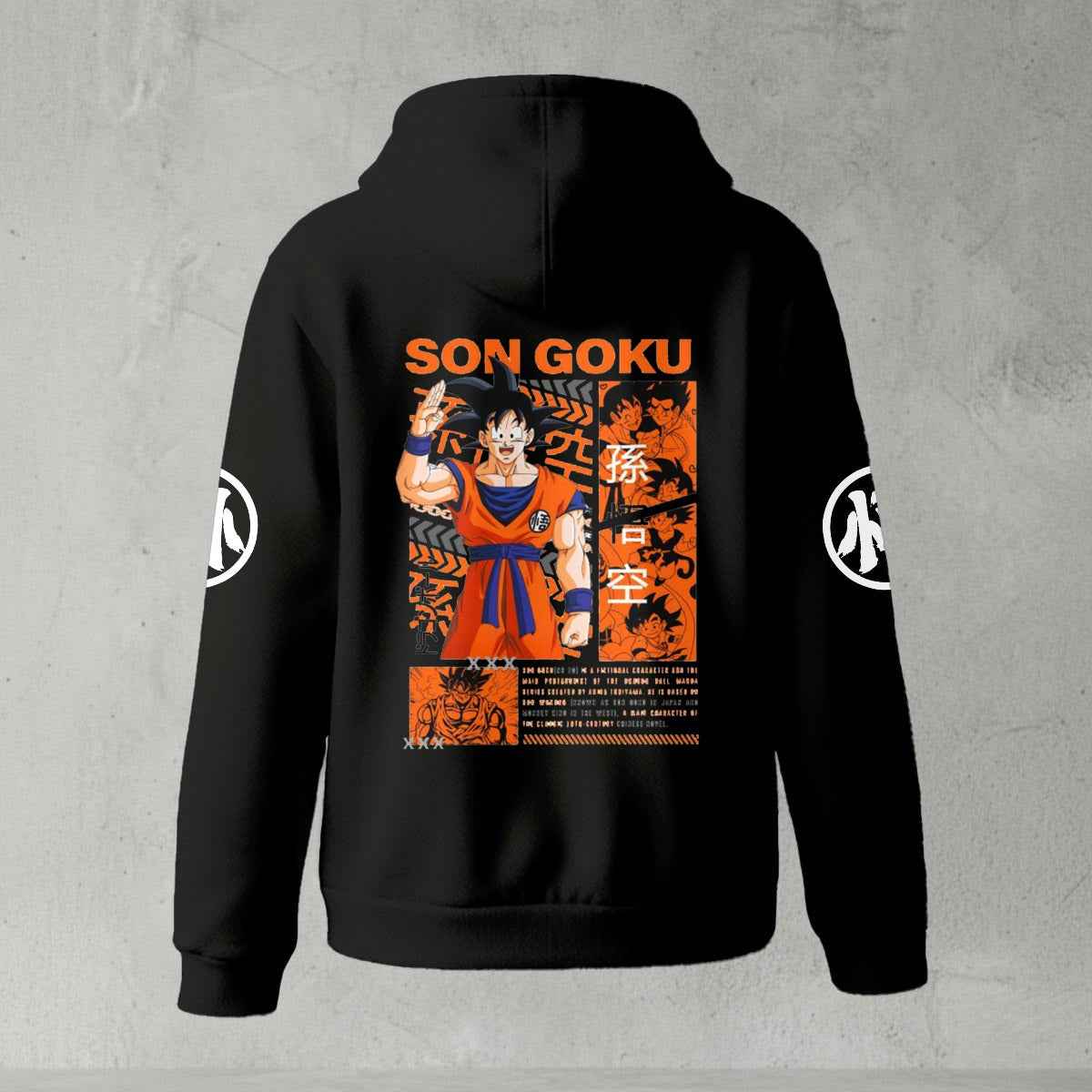 Dragon Ball Z Goku "Go" Kanji Symbol Zip-Up Hoodie | Black Anime Streetwear