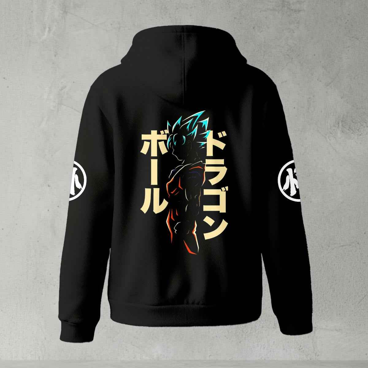 Dragon Ball Z Goku "Go" Kanji Symbol Zip-Up Hoodie | Black Anime Streetwear