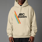 Beige hoodie with 'ARC Raiders' logo on a gray background