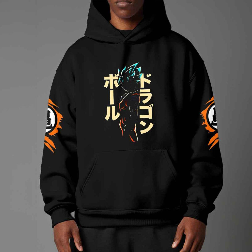 Dragon Ball Z Vintage 1984 Style Hoodie | Black Goku Silhouette Pullover