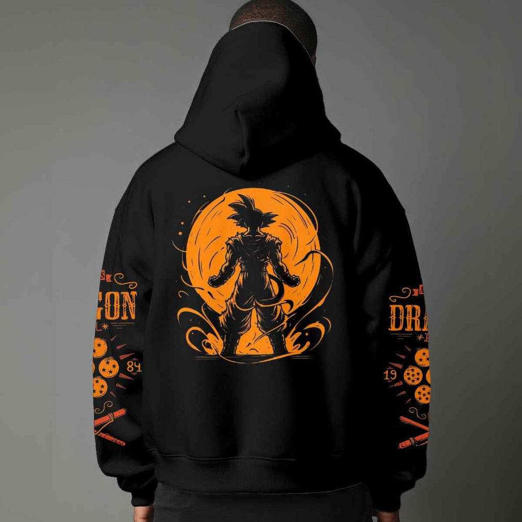 Dragon Ball Z Vintage 1984 Style Hoodie | Black Goku Silhouette Pullover