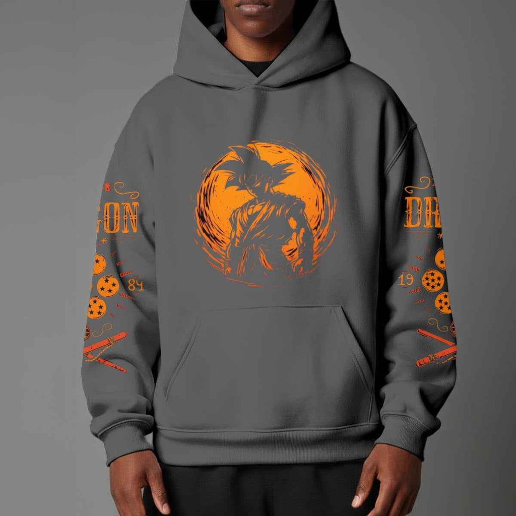 Dragon Ball Z Vintage 1984 Style Hoodie | Black Goku Silhouette Pullover