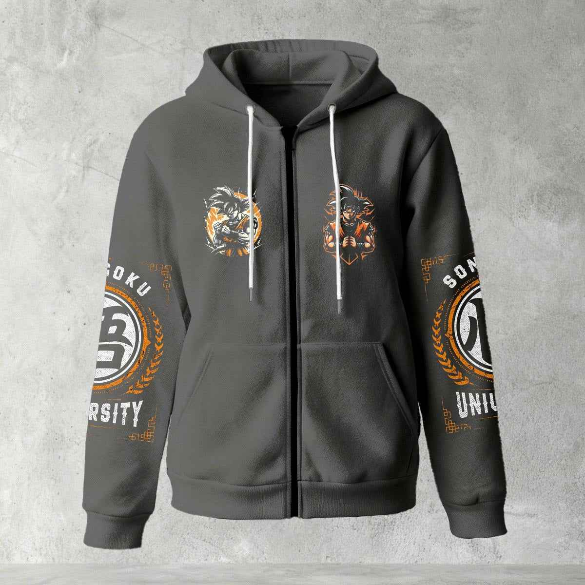 Dragon Ball Z Goku "Go" Kanji Symbol Zip-Up Hoodie | Black Anime Streetwear