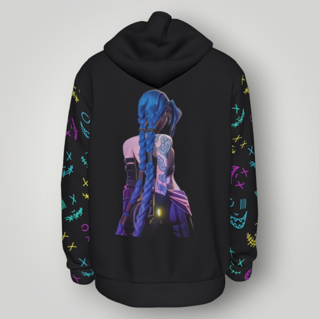 Arcane Jinx inspired neon gamer hoodie

Jinx Arcane anime cyberpunk hoodie

League of Legends Jinx fan hoodie black

Neon anime streetwear gamer sweatshirt