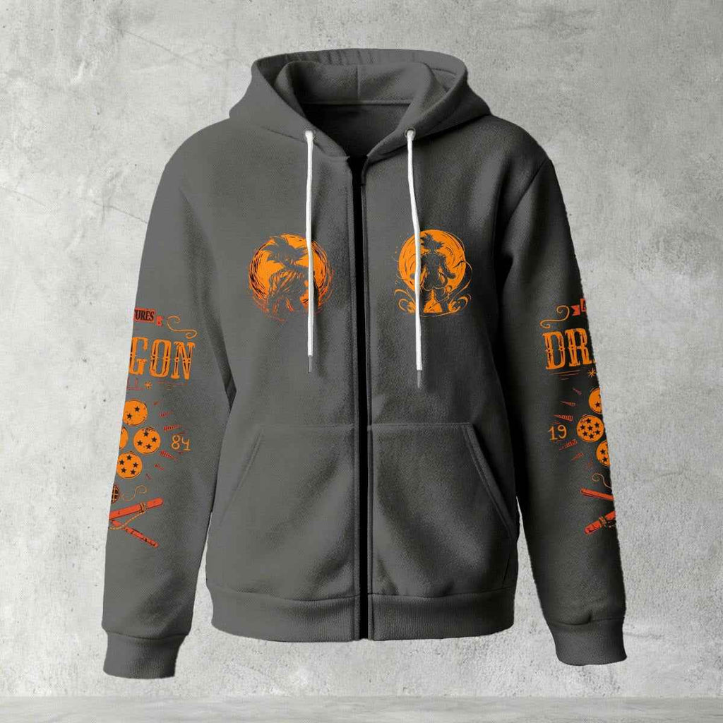 Dragon Ball Z Goku "Go" Kanji Symbol Zip-Up Hoodie | Black Anime Streetwear
