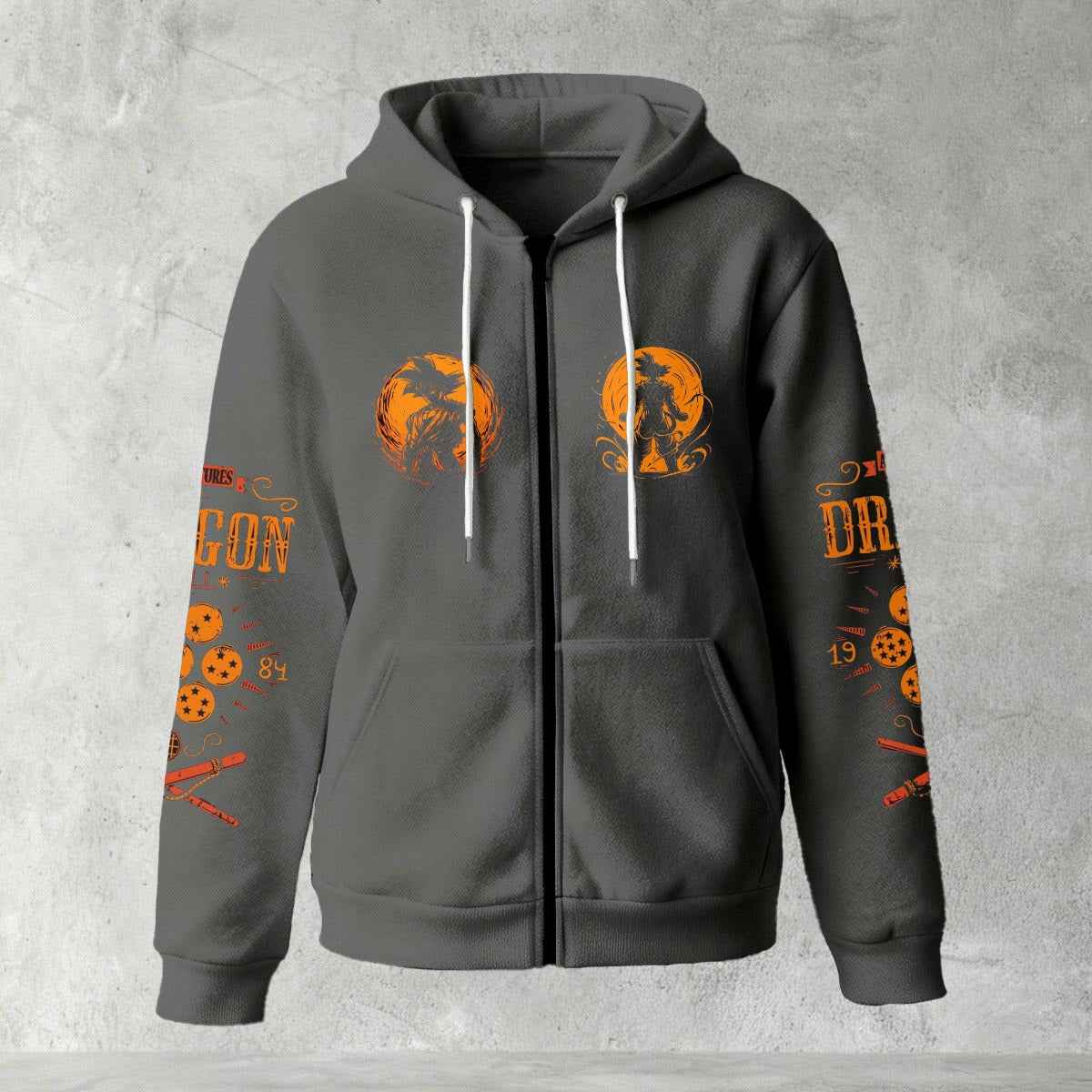 Dragon Ball Z Goku "Go" Kanji Symbol Zip-Up Hoodie | Black Anime Streetwear