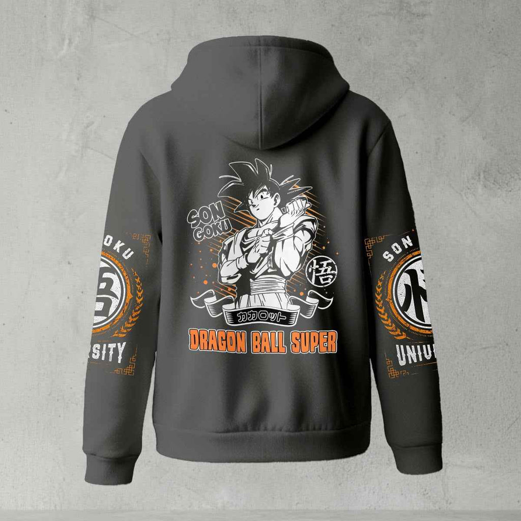 Dragon Ball Z Goku "Go" Kanji Symbol Zip-Up Hoodie | Black Anime Streetwear