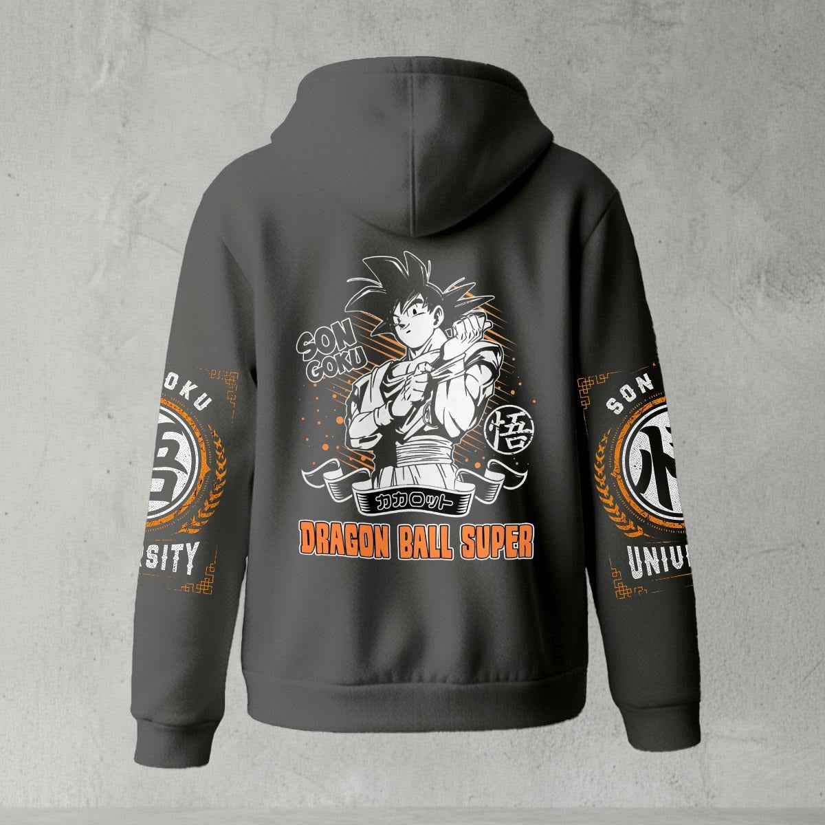 Dragon Ball Z Goku "Go" Kanji Symbol Zip-Up Hoodie | Black Anime Streetwear