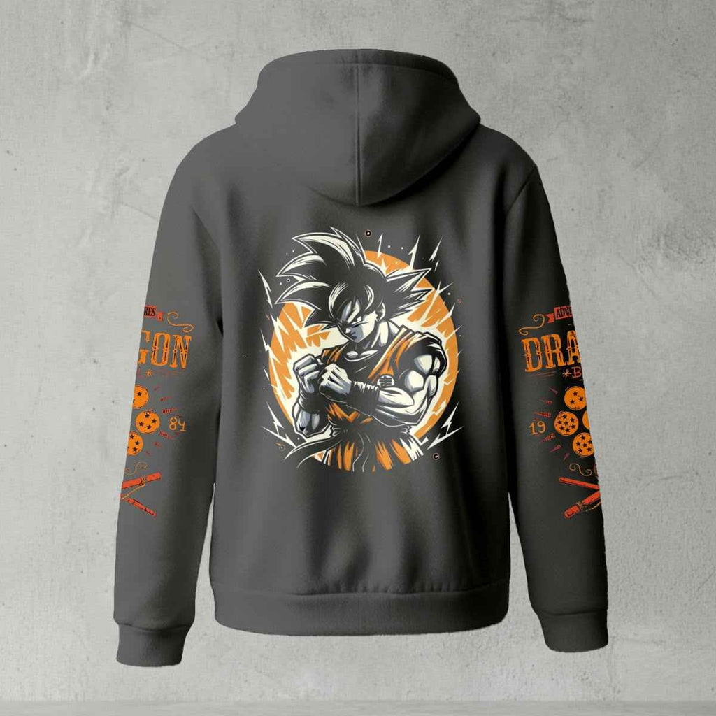 Dragon Ball Z Goku "Go" Kanji Symbol Zip-Up Hoodie | Black Anime Streetwear