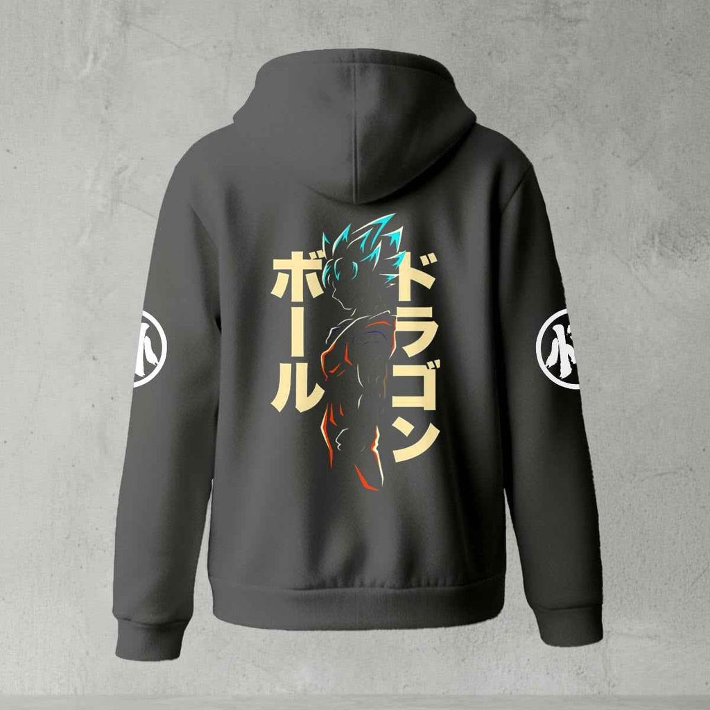 Dragon Ball Z Goku "Go" Kanji Symbol Zip-Up Hoodie | Black Anime Streetwear