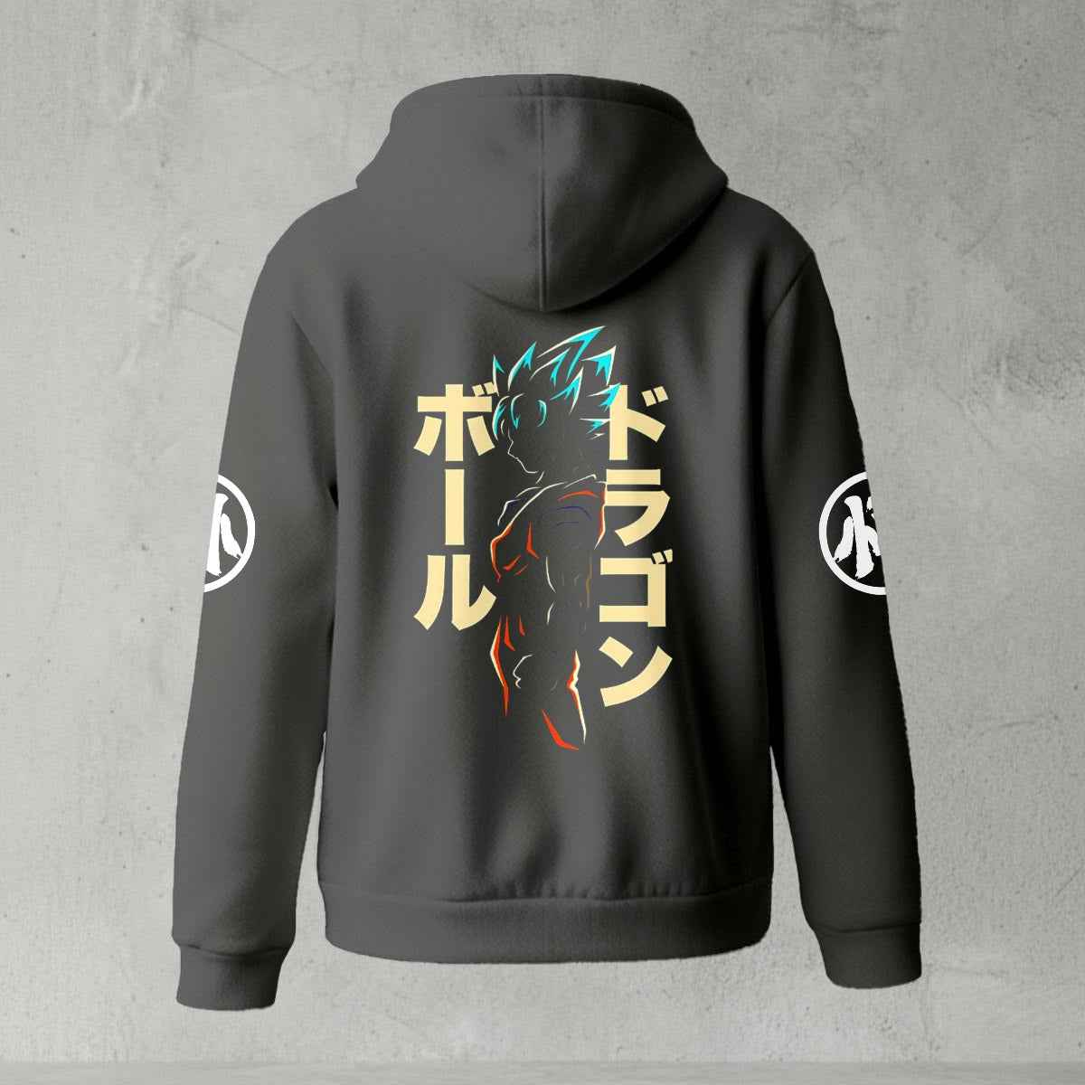 Dragon Ball Z Goku "Go" Kanji Symbol Zip-Up Hoodie | Black Anime Streetwear
