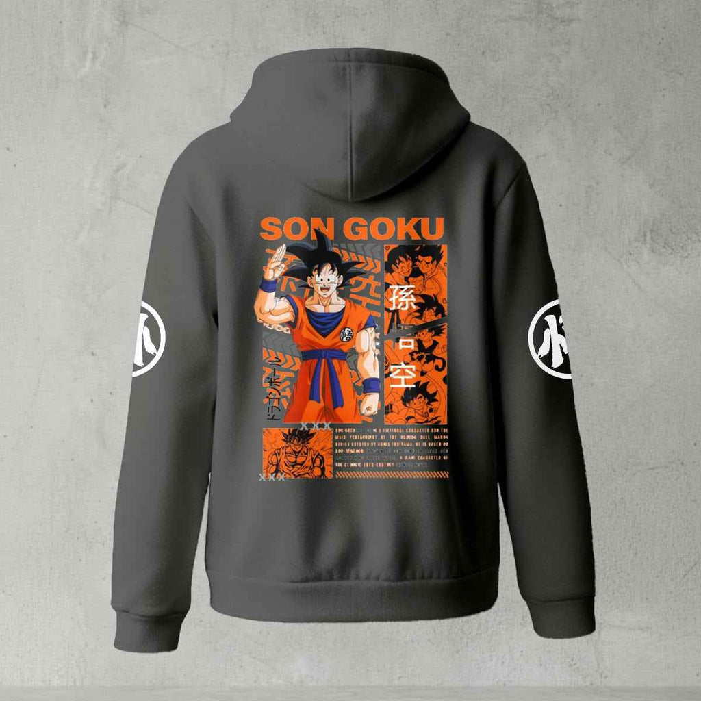 Dragon Ball Z Goku "Go" Kanji Symbol Zip-Up Hoodie | Black Anime Streetwear