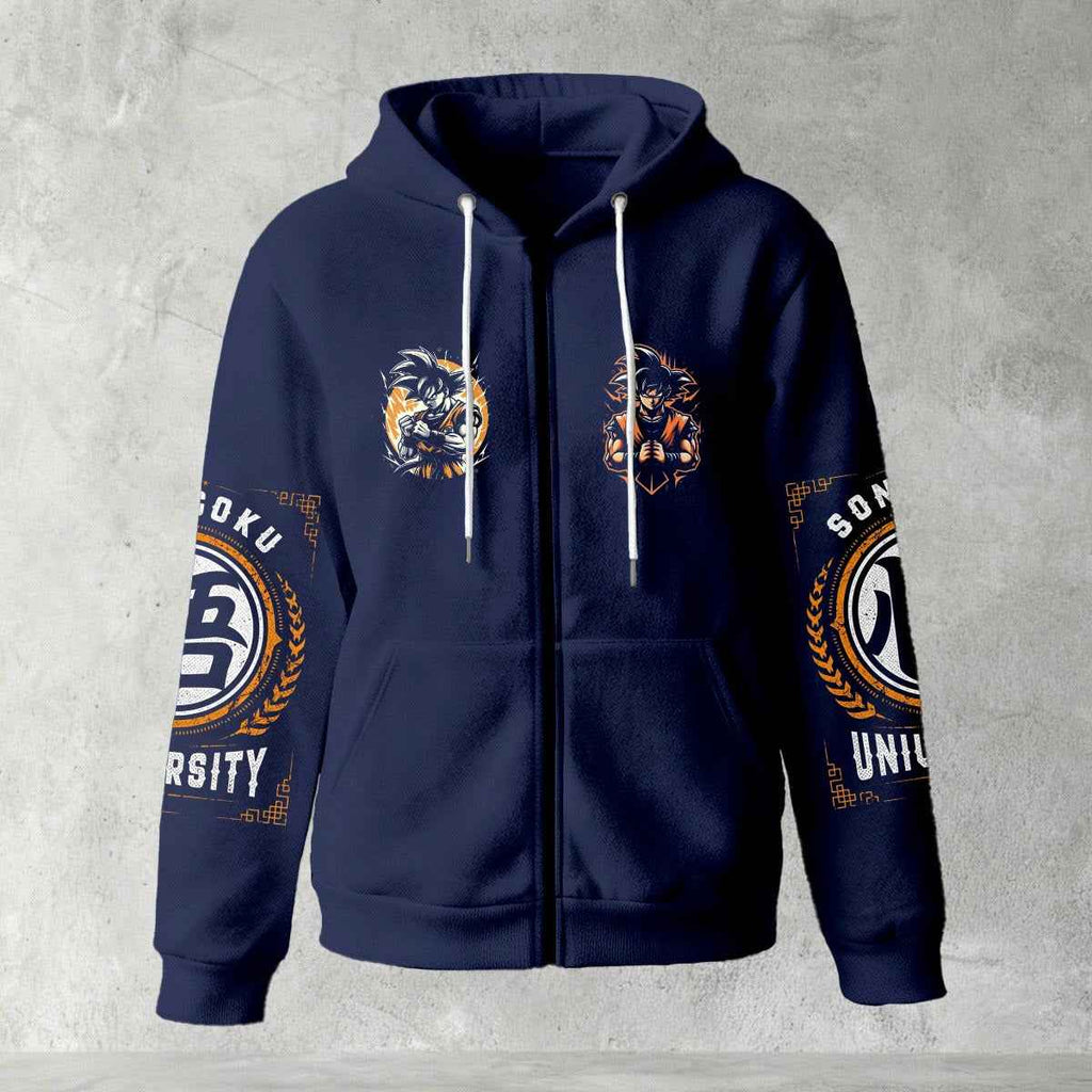 Dragon Ball Z Goku "Go" Kanji Symbol Zip-Up Hoodie | Black Anime Streetwear