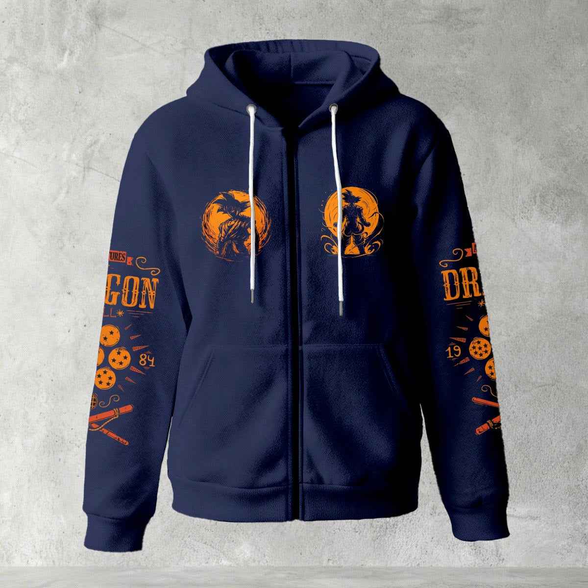 Dragon Ball Z Goku "Go" Kanji Symbol Zip-Up Hoodie | Black Anime Streetwear