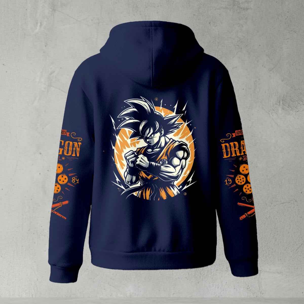 Dragon Ball Z Goku "Go" Kanji Symbol Zip-Up Hoodie | Black Anime Streetwear